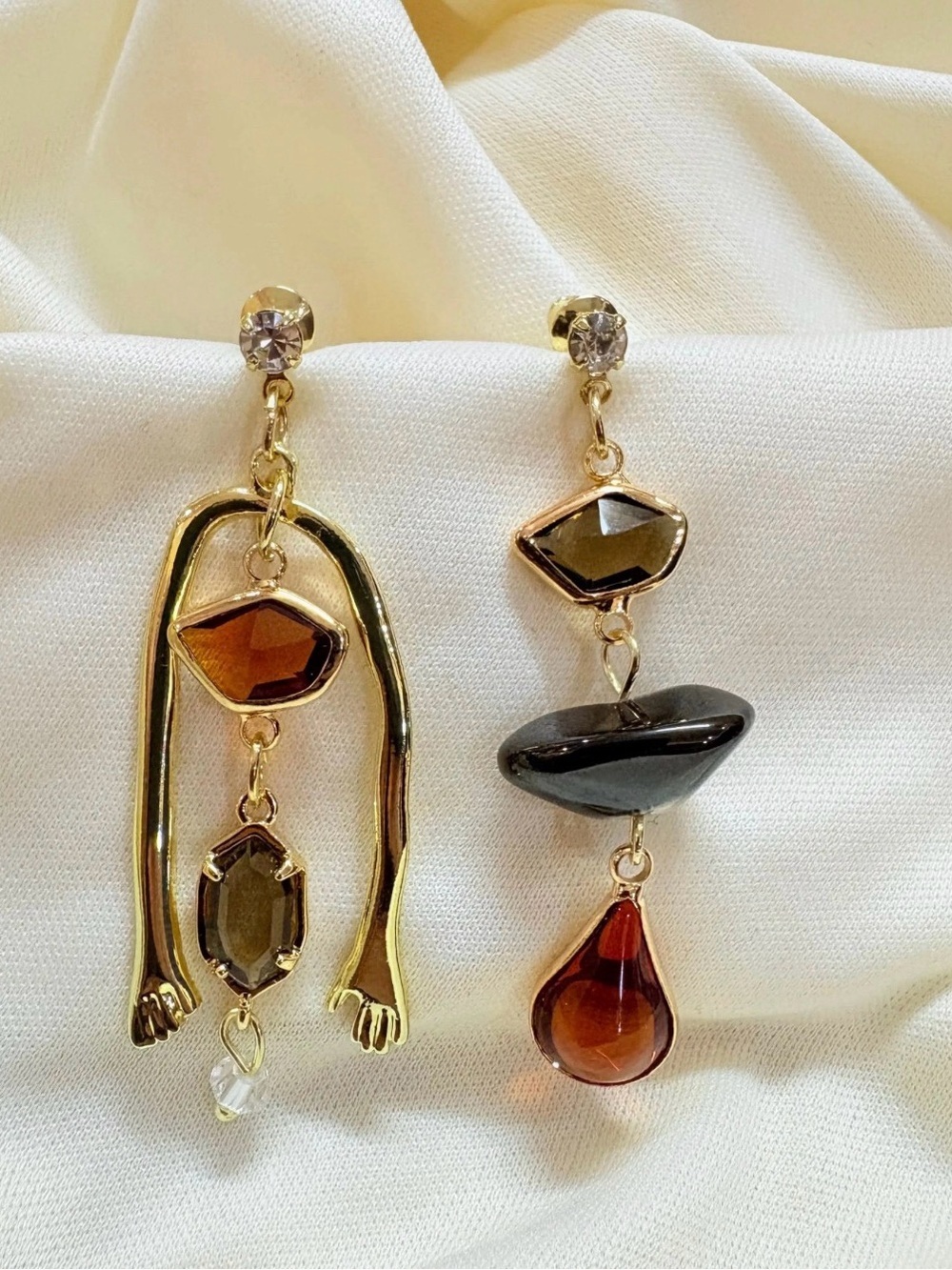 Long Gold Earrings Irregular Dangle Bold Statement Vintage Style Earrings